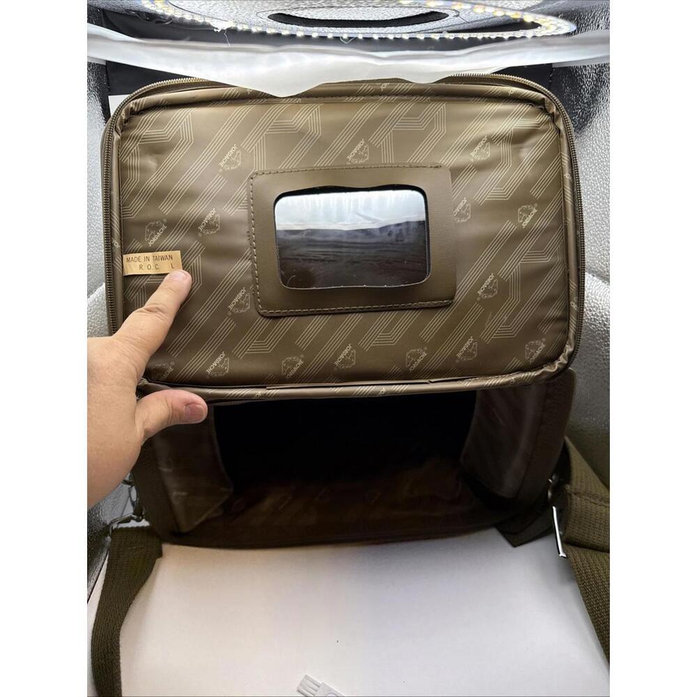 Vintage 80s Jordache Carrying Makeup Case/Luggage Hard Bottom &Back, Brown /Blue - Picture 3 of 5